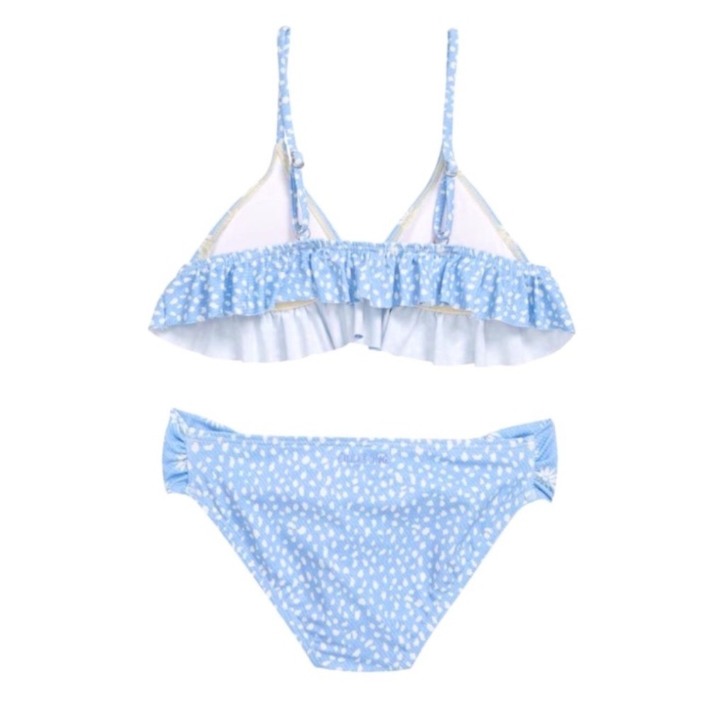Billabong 🏝️ Where to Ruffle Girls’ Floral Ruffle Tri Light Blue Bikini Set - Picture 10 of 14